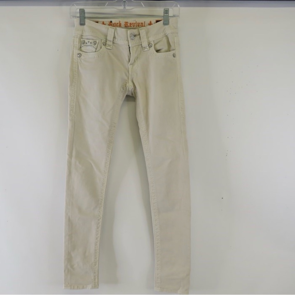 Rock Revival White and Orange Embroidered Jeans - Picture 2 of 8